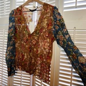 Zara Patchwork Print Blouse